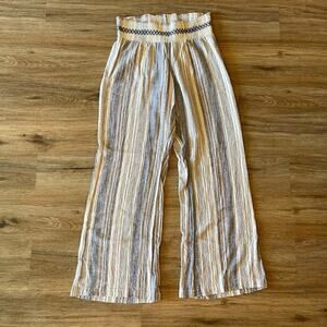 Indigo Rein Blue and White Striped Wide Leg Pants Size Large